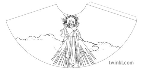 3d Cut Out Of Divine Mercy Black And White Rgb Illustration Twinkl