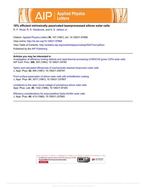 PDF 18 Efficient Intrinsically Passivated Laser Processed Silicon