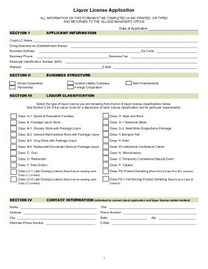 Fillable Online New Liquor License Application Instructions Fax Email