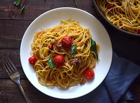 Spaghetti Aglio E Olio With Cherry Tomatoes Basil Recipes For The