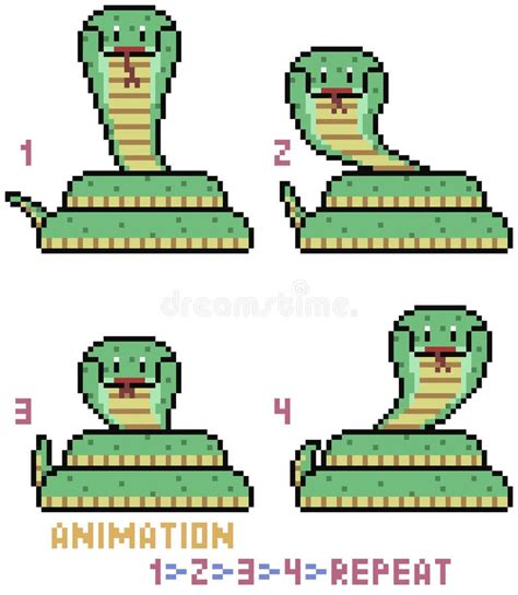 Vector Pixel Art Snake Frame Animation Stock Vector - Illustration of ...