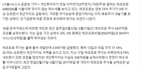 올해 260 올랐는데에코프로 계속 쓸어담는 개미 주식 에펨코리아