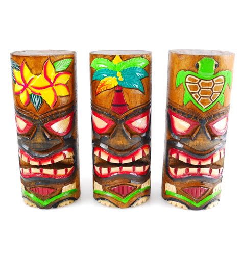 Totem Tiki Maori En Bois Artisanal Motif Fleur Tiar D Co Tiki Bar