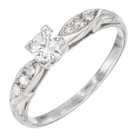 Egl Certified 156 Carat Diamond Platinum Art Deco Cut Engagement Ring