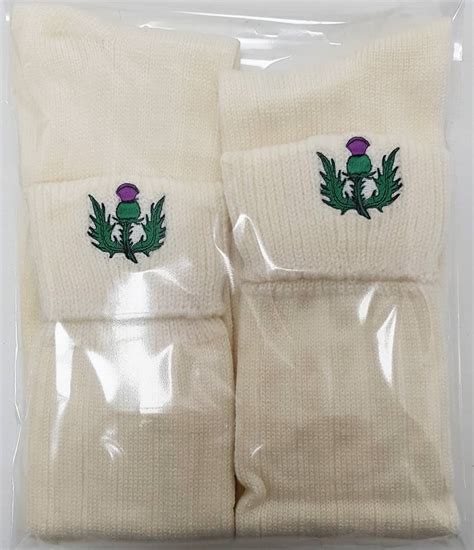 Thistle Emblem Ecru Kilt Socks Kilts 4 Less