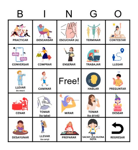 Verbos Ar Bingo Card