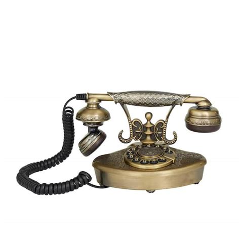 Litton Lane Functioning Vintage Style Gold Metal Telephone With Line