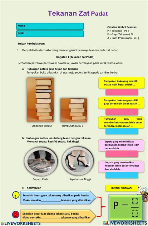 Tekanan Zat Padat Kelas 8 Online Exercise For Live Worksheets