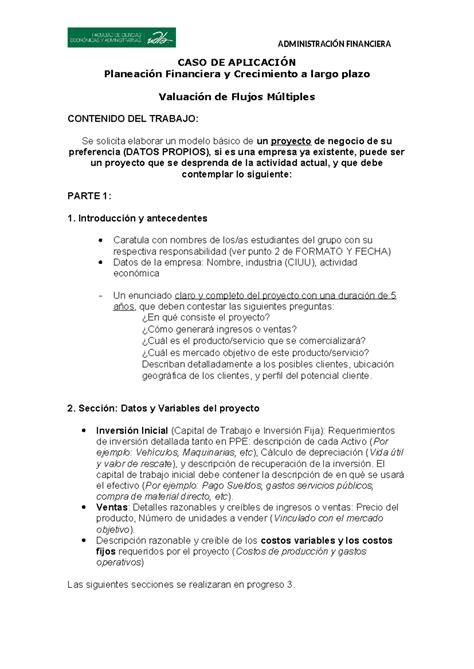 Finz1145 P2 Caso De Aplicación Parte 1 AdministraciÓn Financiera Caso De AplicaciÓn Planeación