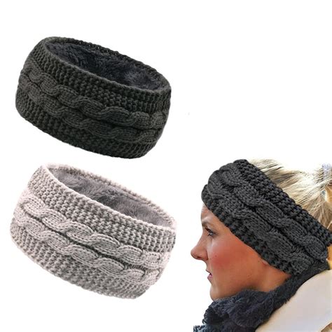 2 Stück Winter Stirnbänder für Damen Gestricktes Stirnband für Damen