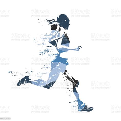 Running Woman Abstract Blue Vector Illustration Stock Illustration Download Image Now