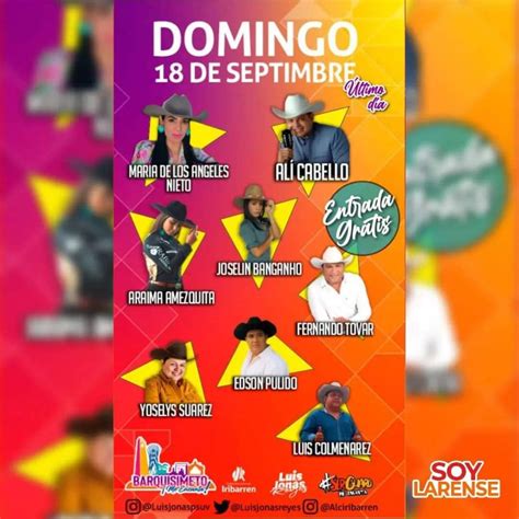 Cartelera Musical De Las Ferias De Barquisimeto 2022 Venezuela Noti