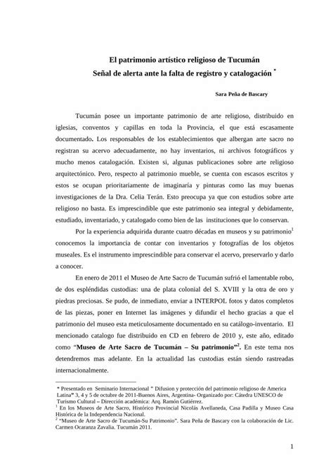 Pdf El Patrimonio Art Stico Religioso De Tucum N Se Al De Alerta