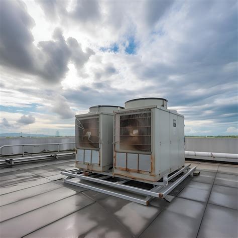 Aire Acondicionado En El Techo Del Edificio Con Cielo Nublado Foto Gratis