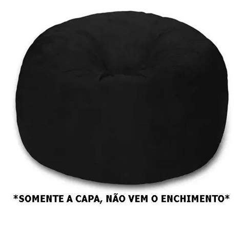 Capa Puff Gigante Sem Enchimento 120x50 Pufe Suede 120x50 Preto