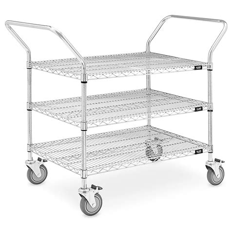 Chrome Heavy-Duty Wire Cart - 48 x 24 x 41", 3 Shelf H-1520 - Uline