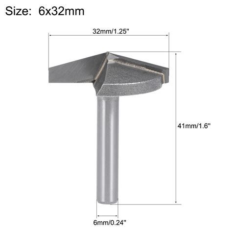 Router Bit Mm Shank Mm Dia Degree V Groove End Mill Tungsten