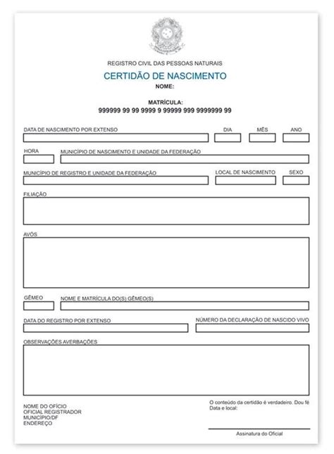 imagens de certidao de nascimento para imprimir para educação infantil