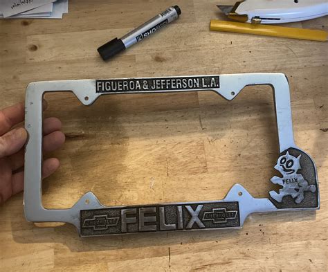 Felix Chevy License Plate Frame Topper Chevrolet Patina Car Metal