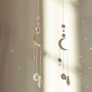 Moon Phase Suncatcher Window Prism Crystal Pendulum Moon Goddess