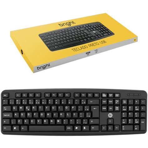 Teclado Preto USB Macio Barato Bright Shopee Brasil