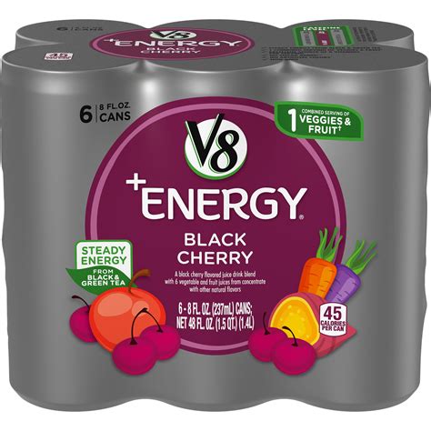 V8 Energy Healthy Energy Drink Natural Energy From Tea Black Cherry