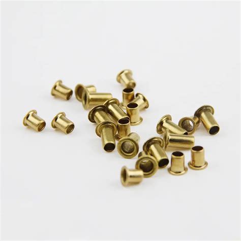 100pcs M1 7 Brass Hollow Rivets Pass Through Rivet Single Tube Buckle 2mm 4mm Length High