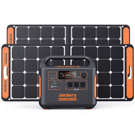 Jackery 1800-Watt Continuous/3600W Peak Solar Generator SG1500 with 2 Solar Panels 100W Push ...