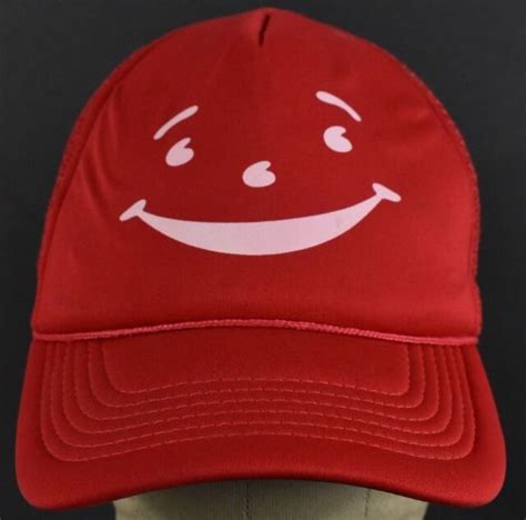 Red Kool Aid Man Character Face Mascot Trucker Hat Cap Adjustable