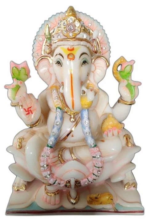 Cultural Marblepoly Resin Ganesha White Marble Ganesh Statue For