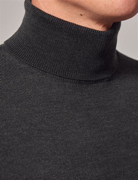 Men S Moss Green Roll Neck Merino Wool Slim Jumper