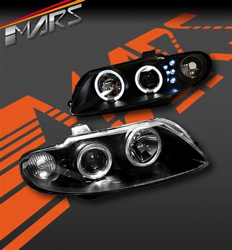 Black Led Ccfl Angel Eyes Projector Head Lights For Holden Vz Monaro