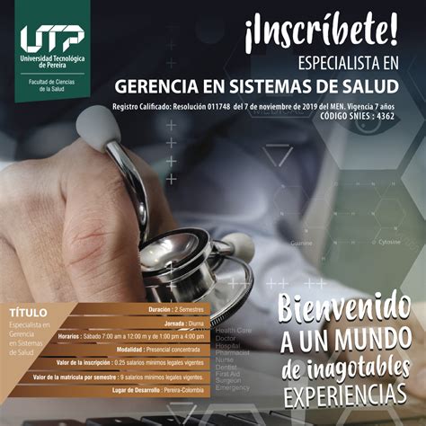 Especialización en Gerencia en Sistemas de Salud inscripciones