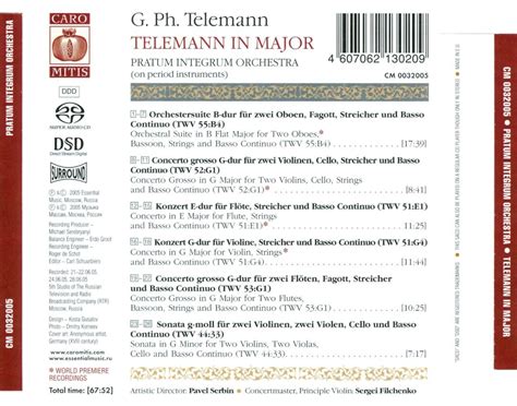 Release Telemann In Major By Georg Philipp Telemann Pratum Integrum