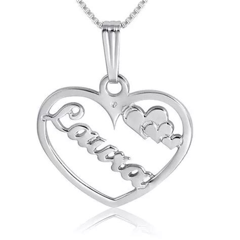 Collar De Plata Personalizado Dijes Mujer Nombre Corazon Cuotas