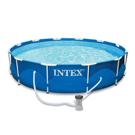 Intex Eh X E Ft Round In Metal Frame Pool Set