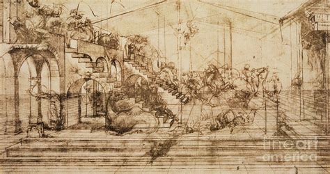 Perspective Study For The Background Of The Adoration Of The Magi Drawing by Leonardo da Vinci