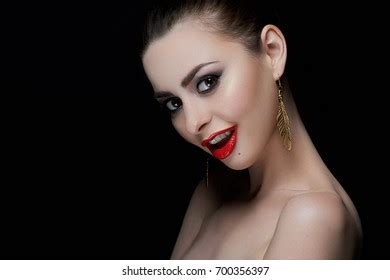 Beautiful Naked Seductive Woman Red Lips Stock Photo Edit Now