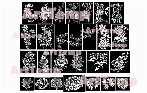 25 Floral Panels Dxftree Privacy Screen Cut File Svg For Etsy