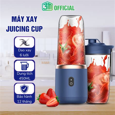 Máy Xay Sinh Tố Cầm Tay Juicing Cup 300ML 6 Lưỡi Pin Sạc USB Đa Năng