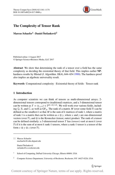 The Complexity of Tensor Rank | Request PDF