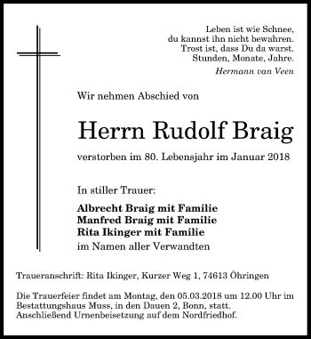 Traueranzeigen Von Rudolf Braig GA Trauer De