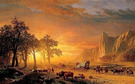 Emigrants Crossing The Plains Art Picutra Tree Cow Painting