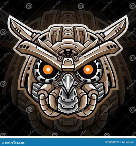 Owl Mecha Head Mascot Esport Logo Design Stock Vector Illustration