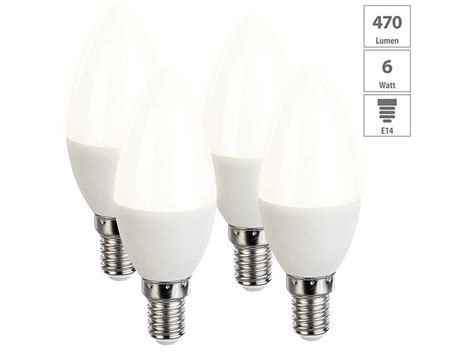 Luminea Kerzenlampen Er Set Led Kerzen Warmwei Lumen E G