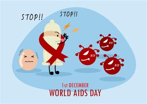 Premium Vector Condom In Cartoon Character With Hiv Virus And World