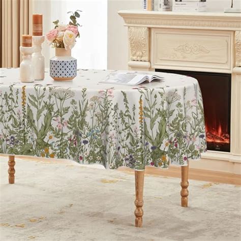 Horaldaily Spring Summer Tablecloth 60x60 Inch Round Floral Wild Flowers Table