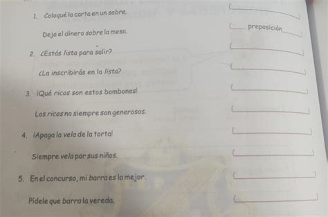 ejercicio escribe la categoría gramatical a la que corresponde la