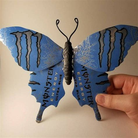 Monster Energy Ultra Blue Butterfly Monster Crafts Aluminum Can Crafts Monster Energy