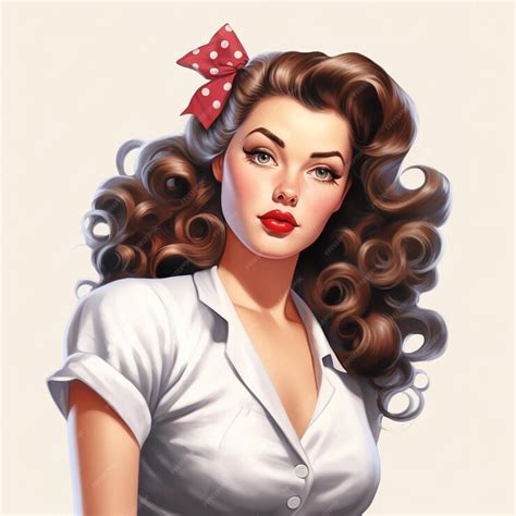 Premium Ai Image Style Retro Pin Up Girl Illustration